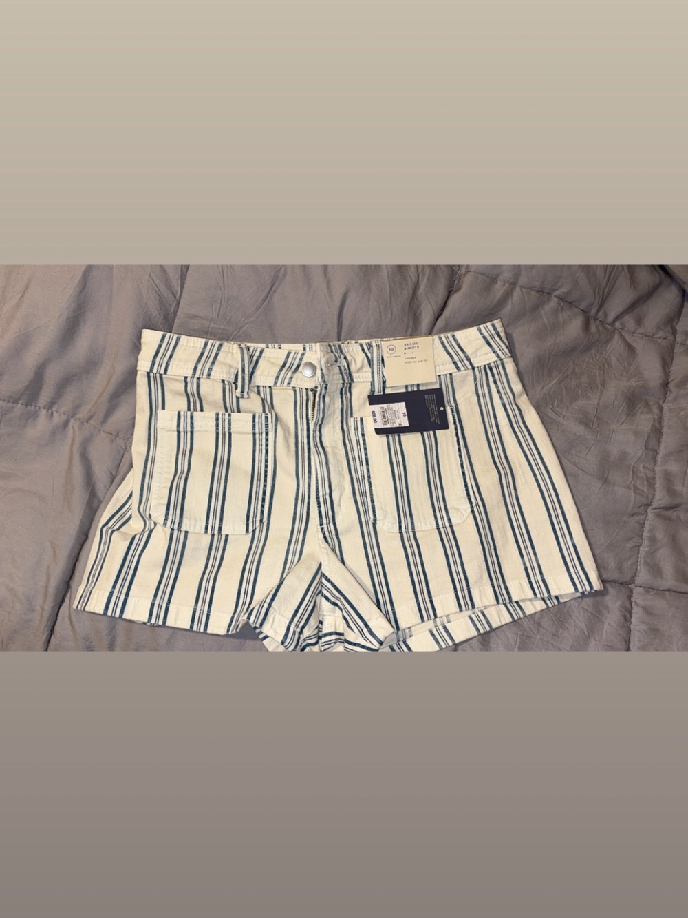 Universal Thread White & Navy Striped High-Rise Jean Shorts